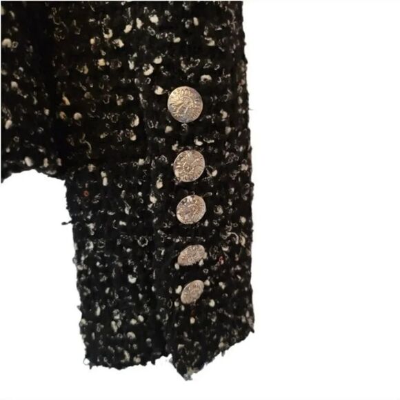Zara Fantasy Fabric Wool Blend Boucle Tweed Moto Blazer Jacket Size Medium - Picture 10 of 15